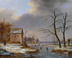 Skating on a Frozen River by Jean Baptiste Coene