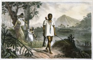 Amazonian Indians chasing by Jean Baptiste Debret