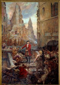 The Chevalier Roze at the Montee des Aroules in Marseille. Nicola Roze (1675-1733) unleashes the Armoules district in Marseille from the corpses of the pestiferes during the great plague of 1720. Painting by Jean-Baptiste Duffaud (1852-1927) by Jean Baptiste Duffaud