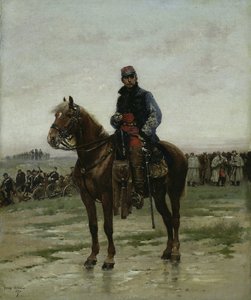 A Mounted Officer, 1877 by Jean Baptiste Edouard Detaille