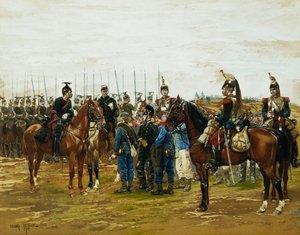 French Cuirassiers Holding Bavarian Soldiers Captive by Jean Baptiste Edouard Detaille