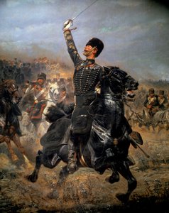 In battery, cavalry charge