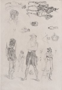 Sheet of sketches (detail) by Jean Baptiste Edouard Detaille