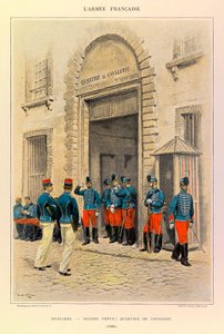 Types and Uniforms of the French Army of Captain Jules Richard, illustrated by Edouard Detaille (1848-1912): Hussars in Great Dress; Cavalry District in 1886