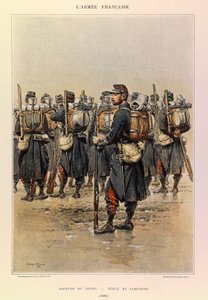 Types and Uniforms of the French Army by Captain Jules Richard, Illustrated by Edouard Detaille: Sapper of the Engineers in Field Dress in 1886