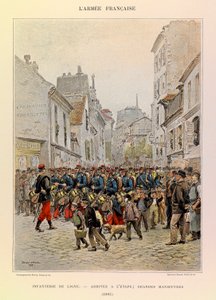 Types and Uniforms of the French Army by Captain Jules Richard, Illustrated by Edouard Detaille: Line Infantry: Arrival at the Stage During the Major Manoeuvres in 1885 by Jean Baptiste Edouard Detaille