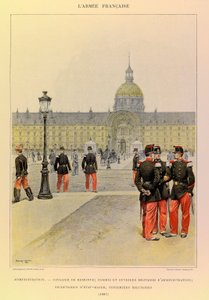 Types and uniforms of the French Army of Captain Jules Richard, illustrated by Edouard Detaille (1848-1912): Administration: Horseman, military clerk and administrative workers, staff secretaries, military nurses in 1887, Private Collection