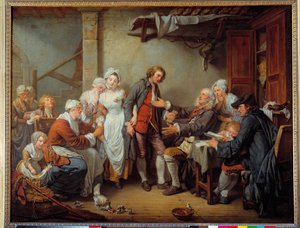 The village accordee by Jean Baptiste Greuze