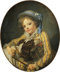 Young boy with a dog by Jean Baptiste Greuze