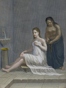 Turkish Girl, Having Her Hair Braided in the Baths, 18th Century by Jean Baptiste Haussard
