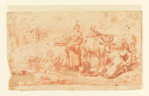 Women Doing Washing Near a Cow-Herd by Jean Baptiste Huet