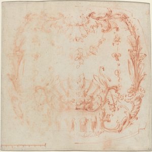 Rococo Wall Design with a Fountain and Swans