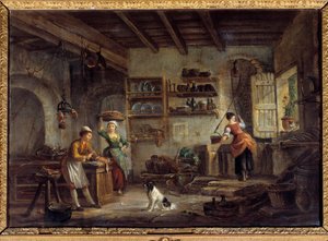 A Kitchen Interior by Jean Baptiste Lallemand