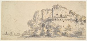 Italian Landscape with Ruins by Jean Baptiste Lallemand