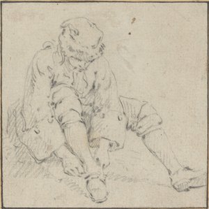 Man Pulling on His Shoe by Jean Baptiste Le Prince