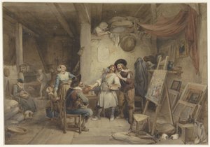 Adriaen Brouwer with His Pupil J. van Craesbeek by Jean Baptiste Madou