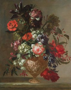 Still Life of Flowers in a Sculpted Vase