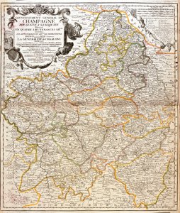 Map of Champagne (France) (engraving)