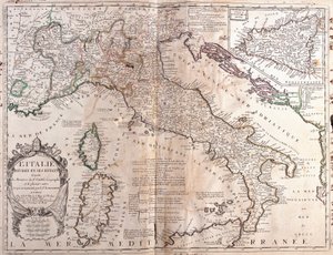 Map of Italy, with Corsica, Sardinia and Sicily
