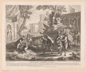 Company Arrives at an Inn (Scenes from the Roman Comique by Scarron) by Jean Baptiste Oudry