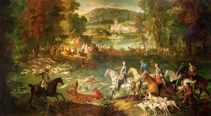 Hunting at the Saint-Jean Pond in the Forest of Compiegne by Jean Baptiste Oudry