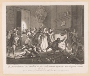Interior with a Group of Fighting People (Scenes from the Roman Comique by Scarron) by Jean Baptiste Oudry