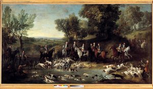 King Louis XV hunting deer in the forest of Saint Germain by Jean Baptiste Oudry