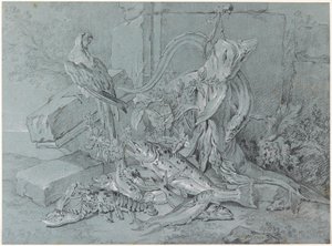 Still Life with Fish and Parrot by Jean-Baptiste Oudry