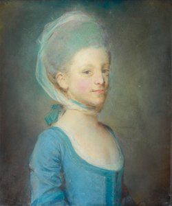 Portrait of a Young Woman Wearing a Kerchief of Striped Gauze by Jean Baptiste Perronneau