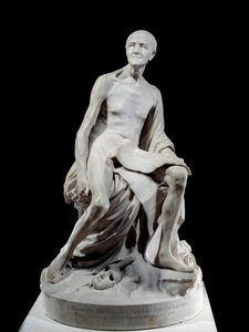 Francois-Marie Arouet dit Voltaire Nude Marble Sculpture by Jean-Baptiste Pigalle