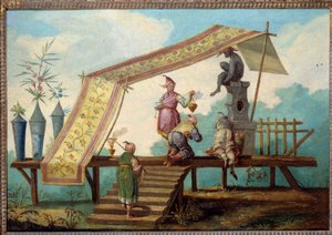 Chinoiserie: Decorative panel representing a Chinese offering