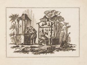 Figure Playing Bells, from "Nouveau Cahier de Six Feuilles De Différents Sujets Chinois Historiés"