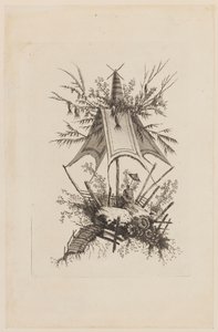 Figure Under Tent, from "Recueil des Tentes Chinoises" by Jean Baptiste Pillement