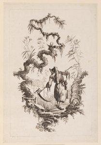 Figure with Scythe Under Bough by Jean Baptiste Pillement
