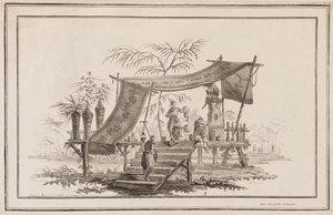 Figures Climbing Up Stairs to Altar