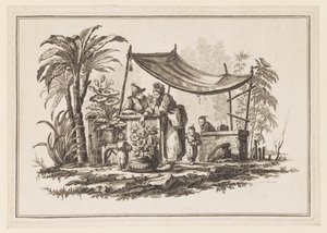Figures with a Vase of Flowers, from "Nouveau Cahier de Six Feuilles De Différents Sujets Chinois Historiés"