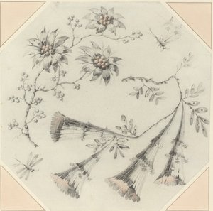 Trumpet Flowers and Daisies by Jean Baptiste Pillement