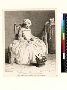 Little Girl with Her Lunch (La Petite Fille aux Cerises) Engraved by Charles Nicolas Cochin I (1688-1754) 1738 by Jean Baptiste Simeon (after) Chardin