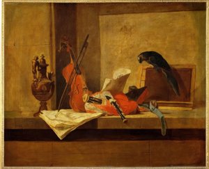 J.B.S. Chardin, Musical Instruments and Parrot