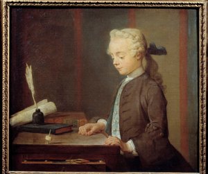 The Toton Child. A child playing toton, a kind of top with four faces. 1738 by Jean Baptiste Simeon Chardin