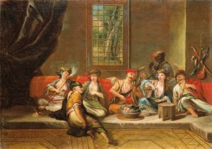 Greek Sailors Merrymaking in an Interior by Jean Baptiste Vanmour