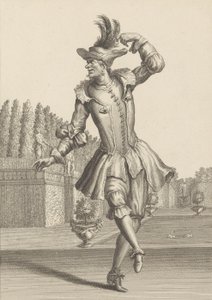 Du Moulin in Peasant Garb Dancing at the Opera by Jean Berain