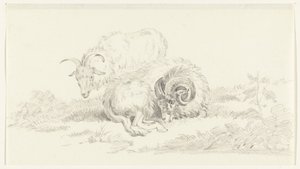 Lying Goat in Front of a Standing Goat by Jean Bernard