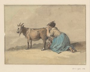 Woman Milking a Goat