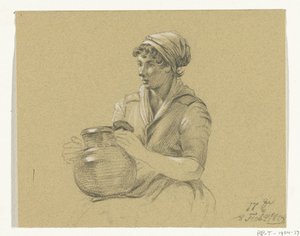 Seated Girl with a Large Jug by Jean Bernard