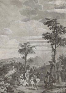 The Children Dance, Wallpaper Panel from the Series Paul et Virginie, by Dufour & Cie, c.1823