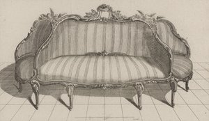 Canapé à Jouë dans le Gout Pictoresque, Published Mid-1770s by Jean Charles (after) Delafosse