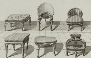 Tabourets, Bidets de Toilette, Marchepied, published mid-1770s by Jean Charles (after) Delafosse