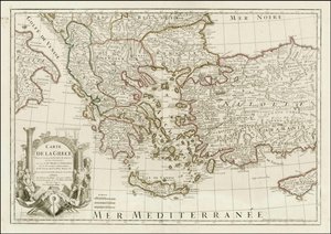 1780 Map - Map of Greece Drawn from a Large Number of Ancient and New Memoirs, Including Those of Messrs. Whele and Tournefort by Jean Claude Dezauche