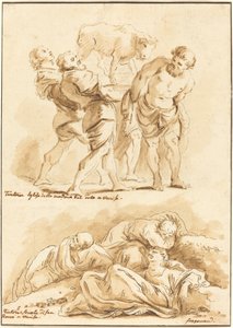 Worship of the Golden Calf and Christ on the Mount of Olives by Jean Claude Richard de Saint Non after Jean Honoré Fragonard after Jacopo Tintoretto